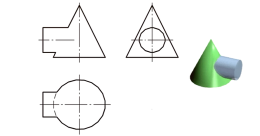 如下图所示，求作圆柱和圆锥的相贯线时，辅助平面的选择有哪几种方法？ 