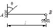 图示梁之EI=常数，固定端A发生顺时针方向之角位移θ，由此引起铰支端B之转角（以顺时针方向为正）是-