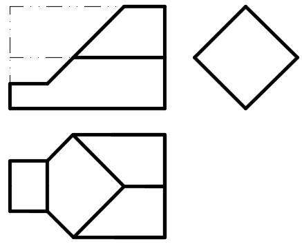 下列四棱柱被切割后的三视图中，哪个视图中存在有漏线的情况？ 