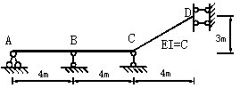 用力矩分配法计算图示结构，则分配系数μCD =[图]，传递...用力矩分配法计算图示结构，则分配系数