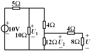 求图示电路中的电压U。 [图]...求图示电路中的电压U。 