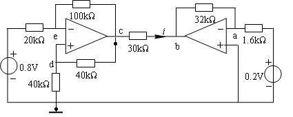 含理想运算放大器电路如图所示，试求电流i。 [图]...含理想运算放大器电路如图所示，试求电流i。 