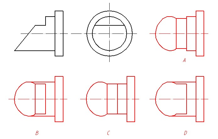 根据图示已知视图，选择正确的俯视图。（) According to the given drawin