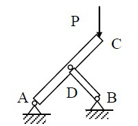 图示各杆自重不计，以下四种情况中，哪一种情况的BD杆不是二力构件？
