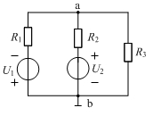 单选：下图所示电路，已知U1=6V，U2=12V，R1=2Ω，R2=3Ω，R3=6Ω。以b点为电位参