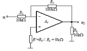 对于题图所示电路，当采用LM324芯片进行实验时，电源输入为±12V，对于频率为1KHz，峰峰值为1