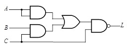 电路如图所示，输出端L的表达式为 。 A、B、L=ABCC、D、