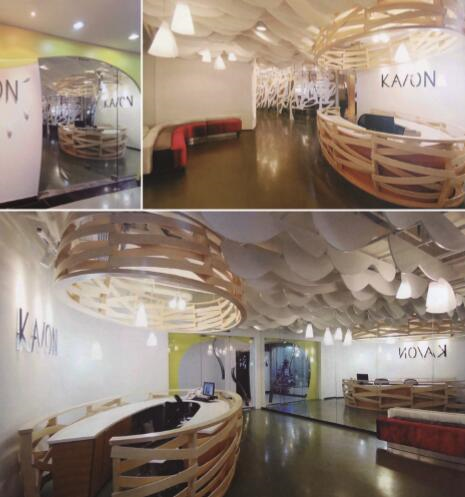 卡汶设计中心办公空间，以现代手法搭配大量（）