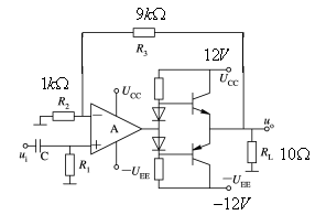 电路如图14所示,该电路最大输出电压振幅为12V（忽略饱和电压)。 