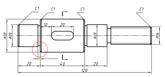 轴零件图中红色圈处为砂轮越程槽经查表此处尺寸应为4x05