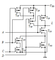 对于下图所示电路，其输出逻辑表达式L= 。 
