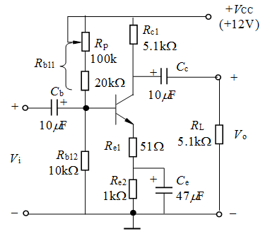 如图所示阻容耦合固定分压射极偏置共射放大电路的静态工作点由以下哪些电路参数决定。  A、RB1、RB