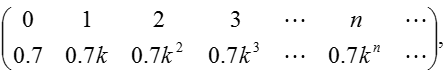 随机变量X的分布列为则k的值为().