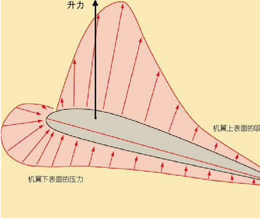 以下是飞机机翼的简图，请根据本章知识解释这样设计的原理。 