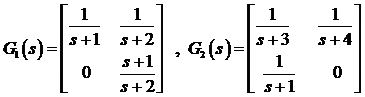 给定下图所示的动态输出反馈系统,其中,    试定出反馈系统的传递函数矩阵   。（）   