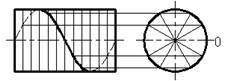 1、题目：已知导圆柱、导程S和起始位置，选出正确的左向螺旋线（不可见部分画虚线）。