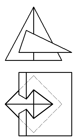 如图所示,三棱柱和四棱锥相交,求相贯线的投影. [图]a,.
