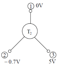 用直流电压表测某电路晶体管的三个电极对地的电压分别如图所示。则1、2、3号管脚分别为（）。     