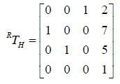 1.假设手坐标系的位姿用如下的伴随矩阵来表示。若绕z轴做0.15弧度的微分旋转，再做[0.1,0.1