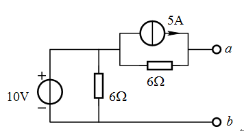 下图所示电路的戴维宁等效电路中的等效电阻为 欧姆。 
