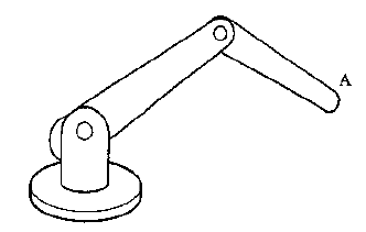 机器人基座以及其他构件的尺寸如图1.2所示，画出机器人的近似工作空间。  图 1.2