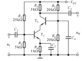 下图所示放大电路中，T1和T2管分别构成（）组态电路。     