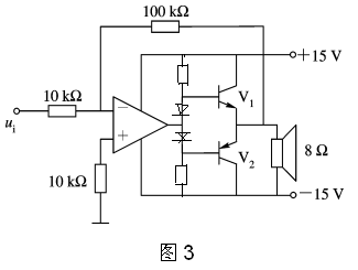 功率放大器电路如图3所示, 该电路引进了何种反馈？ 