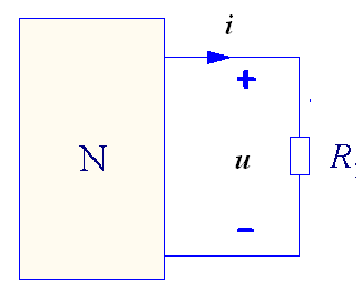 线性一端口电路N如图所示。当R=0时，i =5A；R®¥时u=10V。如果R=5欧姆，则u= V，i