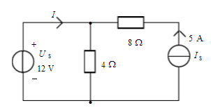 图电路图，12V电源单独作用时，I’的值为（）。 