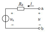 题图所示电路，其a、b两端电压  与  的伏安关系是 。A、B、C、D、不能确定