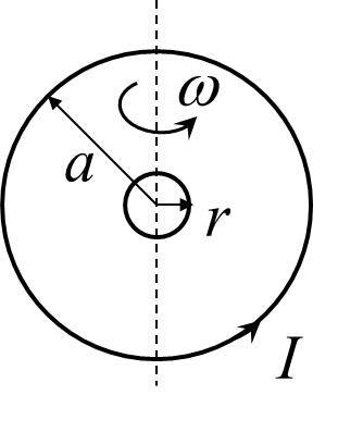 如图所示，一半径为的很小的金属圆环，在初始时刻与一半径为的大金属圆环共面且同心．在大圆环中通以恒定的