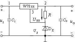 三端集成稳压器的应用电路如图所示，外加稳压管DZ的作用是（）。 