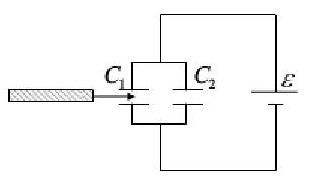 如图所示，空气电容器和，并联后接电源充电。在电源保持联接的情况下， 将一各向同性均匀电介质板插入中，