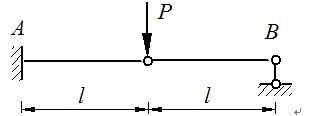 图示结构B支座反力等于P/2，方向向上。 [图]...图示结构B支座反力等于P/2，方向向上。 