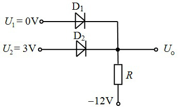 电路如图所示，二极管D1、D2为理想元件，则在电路中（）。 