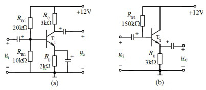 电路如图1，图2所示，已知t1，t2的β= 50，rbe = 1kω，要求： （1) 画出两个电路的