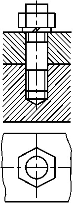 分析双头螺柱连接画法中的错误，并在右边空白处画出正确视图。 