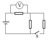 在如图所示的电路中，电源的电动势和内电阻均为定值，各电阻都不为零。电键接通后与接通前比较，电压表读数