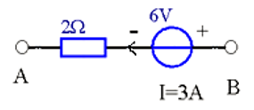 一段有源电路如下图所示，则AB两端的电压UAB为 。 
