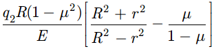 内半径为r、外半径为R的厚壁圆筒，当只受外压q2作用时，外半径的减小量为ΔR=（)。