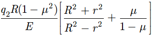 内半径为r、外半径为R的厚壁圆筒，当只受外压q2作用时，外半径的减小量为ΔR=（)。