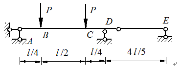 图示梁中，BC段的剪力等于0，DE段的弯矩等于0。 [图]...图示梁中，BC段的剪力等于0，DE段