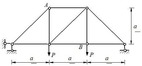 图示桁架EA=常数，A、B两点间相对线位移 [图]大小为：（)...图示桁架EA=常数，A、B两点间