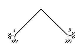 图示对称结构，已知支座B处下沉了Δ，EI=常数，此时水平反力为零。   
