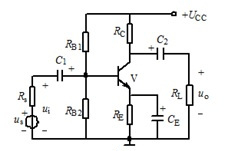 电路如图所示，若发射极交流旁路电容CE 因虚焊而开路，此时电路（)。 