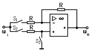 电路如下图所示，求S1和S2闭合，S3断开时，则UO和Ui的关系式为（）。 