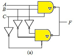 TTL三态与非门（彩色部分）构成的电路如下图所示，在给定输入取值分别为ABC=100、ABC=111