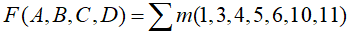函数F 的卡诺图如图所示，F 的最小项表达式和最简与或式为（） 