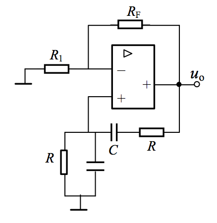 正弦波振荡电路如图所示，若能稳定振荡，则Rf/R1必须等于 . 