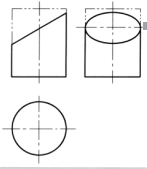 以下圆柱的截交线，正确的是（）    A B C A B C